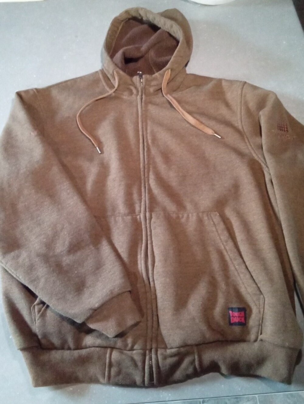 Xl. Wj211. Men's Brown Zip-Up Work Sweater - Tough Duck.